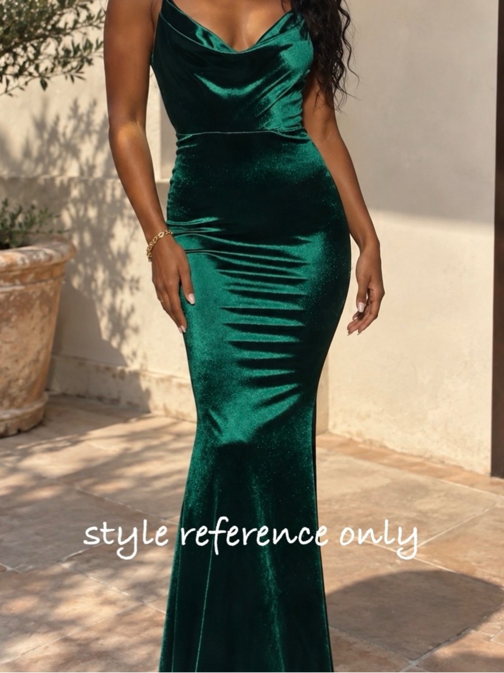 Emerald Green Satin Cowl Neck Evening Dress